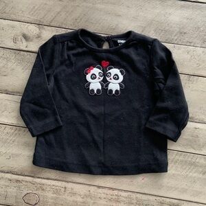 Gymboree Holiday Panda Tee Top T-Shirt Black 6 12 months NWOT
